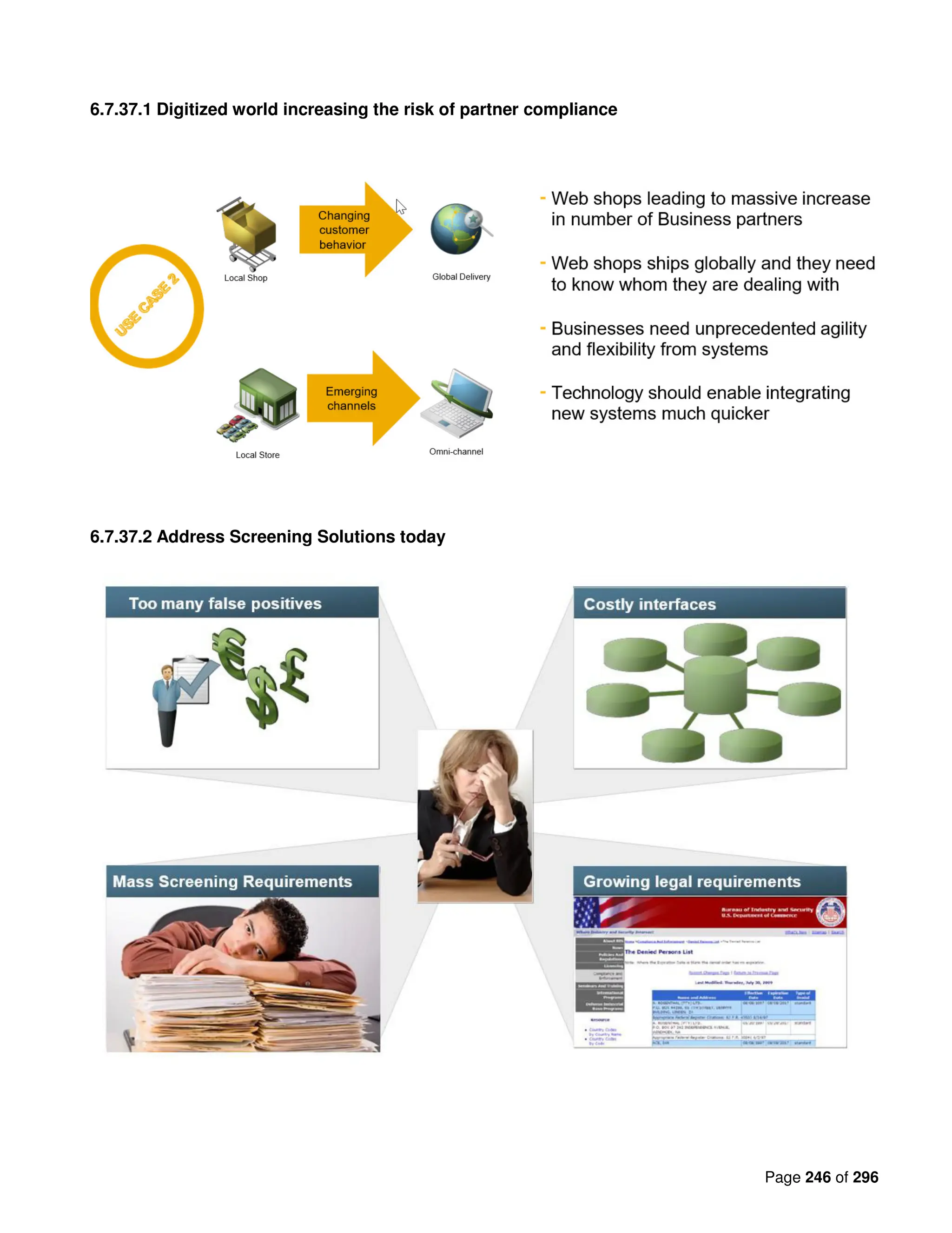 Page 246 of 296
6.7.37.1 Digitized world increasing the risk of partner compliance
6.7.37.2 Address Screening Solutions today
 