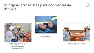 Principais armadilhas para ocorrência de
desvios
Tarefa incomum/rara +
tarefa feita pela
primeira vez
Distrações
Comunicação falha
 