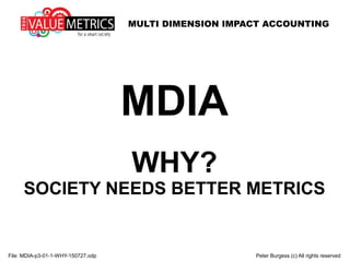 WHY SOCIETY NEEDS
BETTER METRICS
File: MDIA-p3-01-1-WHY-151005.odp Peter Burgess (c) All rights reserved
TRUE VALUE ACCOUNTING
TRUE VALUE ACCOUNTING
 