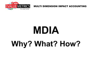 MDIA
WHY? WHAT? HOW?
MULTI DIMENSION IMPACT ACCOUNTING
 