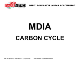 MULTI DIMENSION IMPACT ACCOUNTING
File: MDIA-p3-06-CARBON-CYCLE-150420.odp Peter Burgess (c) All rights reserved
MDIA
CARBON CYCLE
 