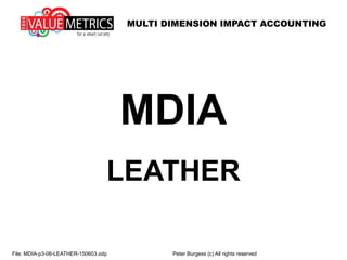 MULTI DIMENSION IMPACT ACCOUNTING
File: MDIA-p3-06-LEATHER-150801.odp Peter Burgess (c) All rights reserved
MDIA
LEATHER
 