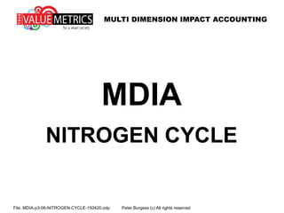 MULTI DIMENSION IMPACT ACCOUNTING
File: MDIA-p3-06-NITROGEN-CYCLE-150420.odp Peter Burgess (c) All rights reserved
MDIA
NITROGEN CYCLE
 