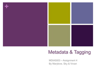 Metadata & Tagging MDIA5003 – Assignment 4 By Marylove, Sky & Vivian 