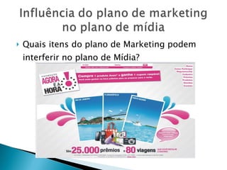 Quais itens do plano de Marketing podem interferir no plano de Mídia? 
