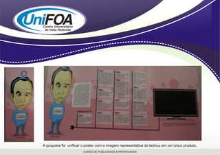 A proposta foi  unificar o poster com a imagem representativa do teórico em um único produto. 