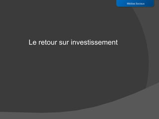 Le retour sur investissement Médias Sociaux 