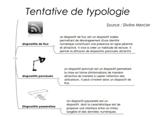 Tentative de typologie 
Source : Silvère Mercier 
 