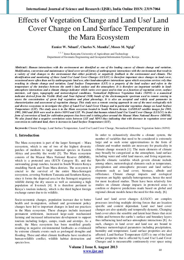 Effects of Vegetation Change and Land Use/ Land Cover Change on Land