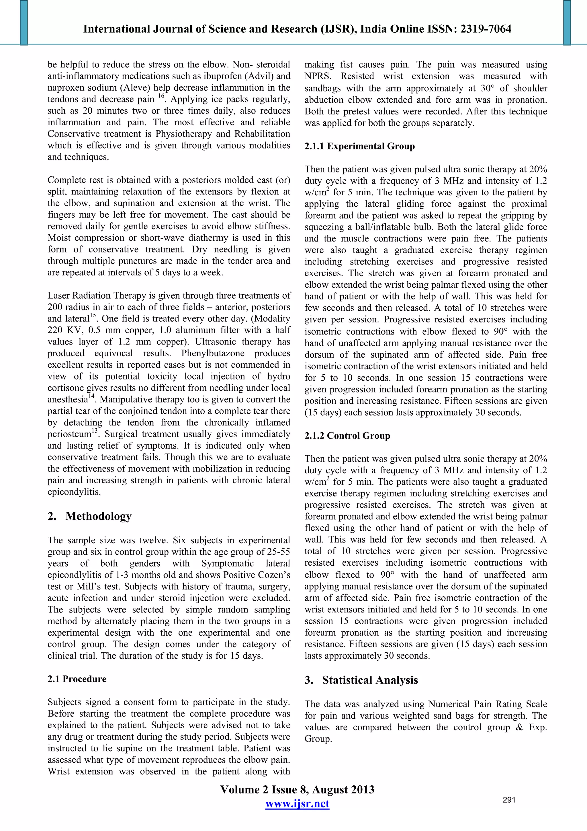 Effectiveness of Manual Mobilization with Movement on Pain and Strength ...