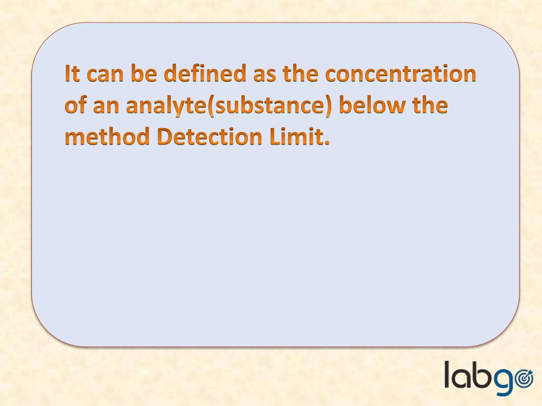 Method Validation - Instrument Detection Limit
