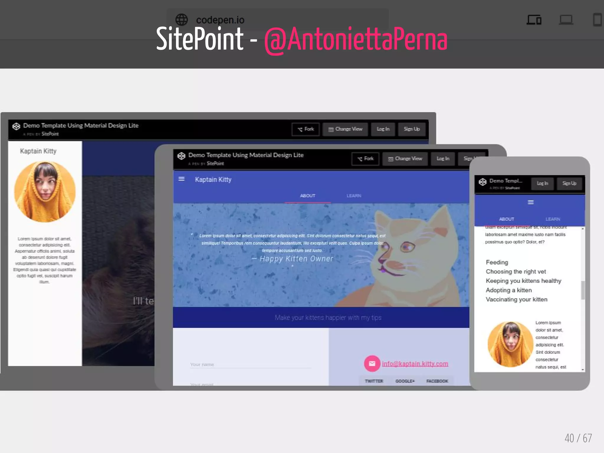 SitePoint - @AntoniettaPerna
40 / 67
 