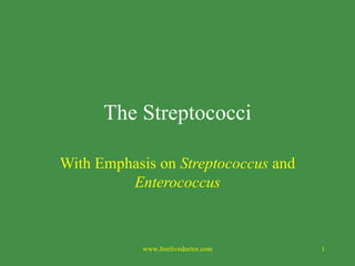 The Streptococci With Emphasis on  Streptococcus  and  Enterococcus www.freelivedoctor.com 