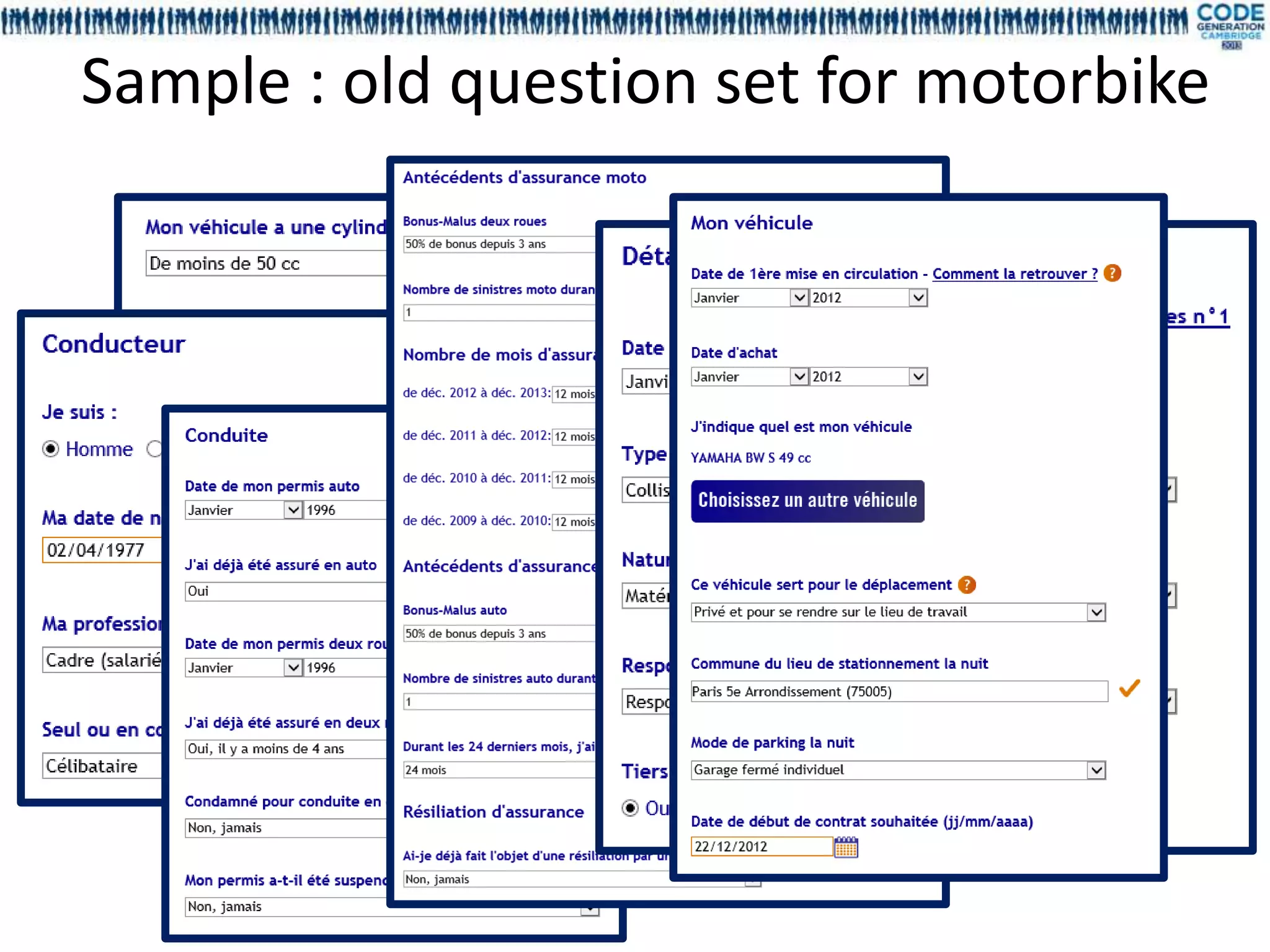 Sample : old question set for motorbike
 