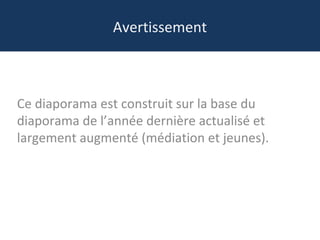 Avertissement
Ce diaporama est construit sur la base du
diaporama de l’année dernière actualisé et
largement augmenté (méd...