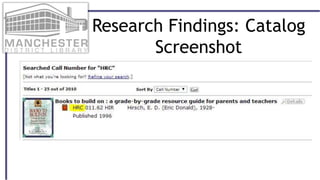 Research Findings: Catalog
Screenshot
 