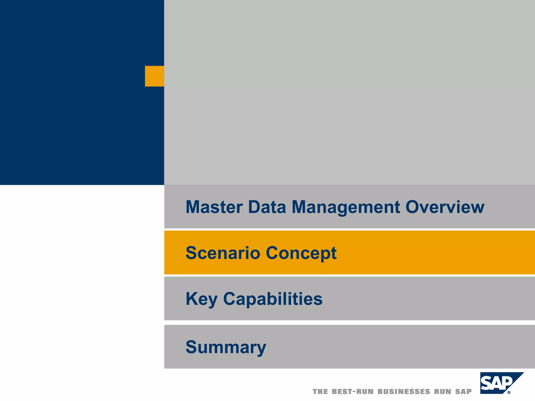 Key Capabilities Master Data Management Overview Scenario Concept Summary 