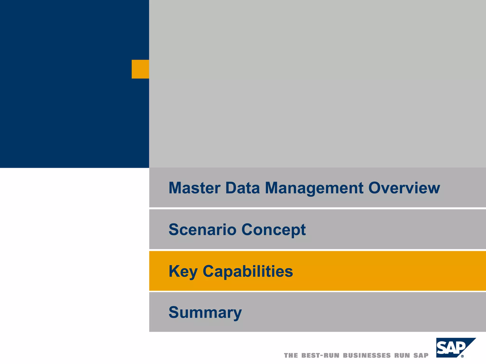 Key Capabilities Master Data Management Overview Scenario Concept Summary 