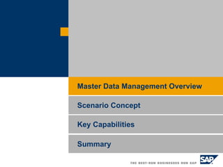 Key Capabilities Master Data Management Overview Scenario Concept Summary 