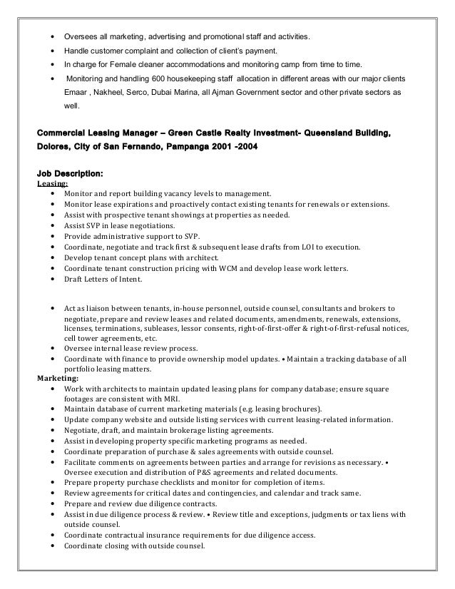 leasing manager job description