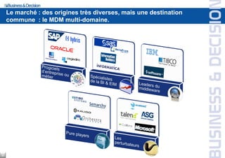 Le marché : des origines très diverses, mais une destination
    commune : le MDM multi-domaine.




9
 