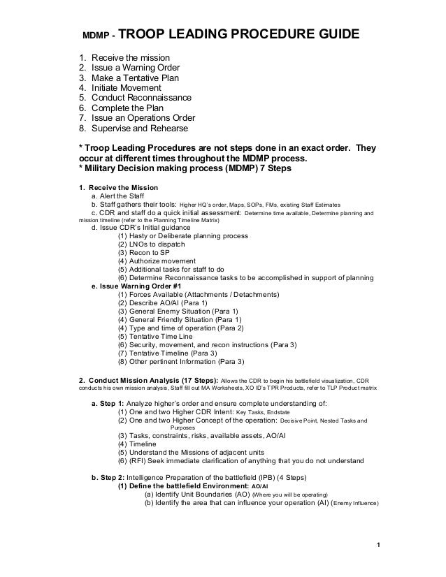 mdmp how to guide troop to task matrix