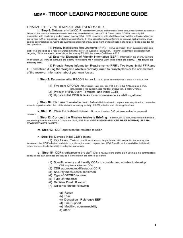 mdmp how to guide troop to task matrix