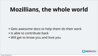 Your project can
• Get internal and external visibility
• Get promotion (in combination with Hacks blog,
evangelist talks, etc.)
• Get more users and contributors

Monday, 14 October 13

 