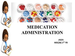 MEDICATION
ADMINISTRATION
JYOTI
MSC(N) 1ST YR
 