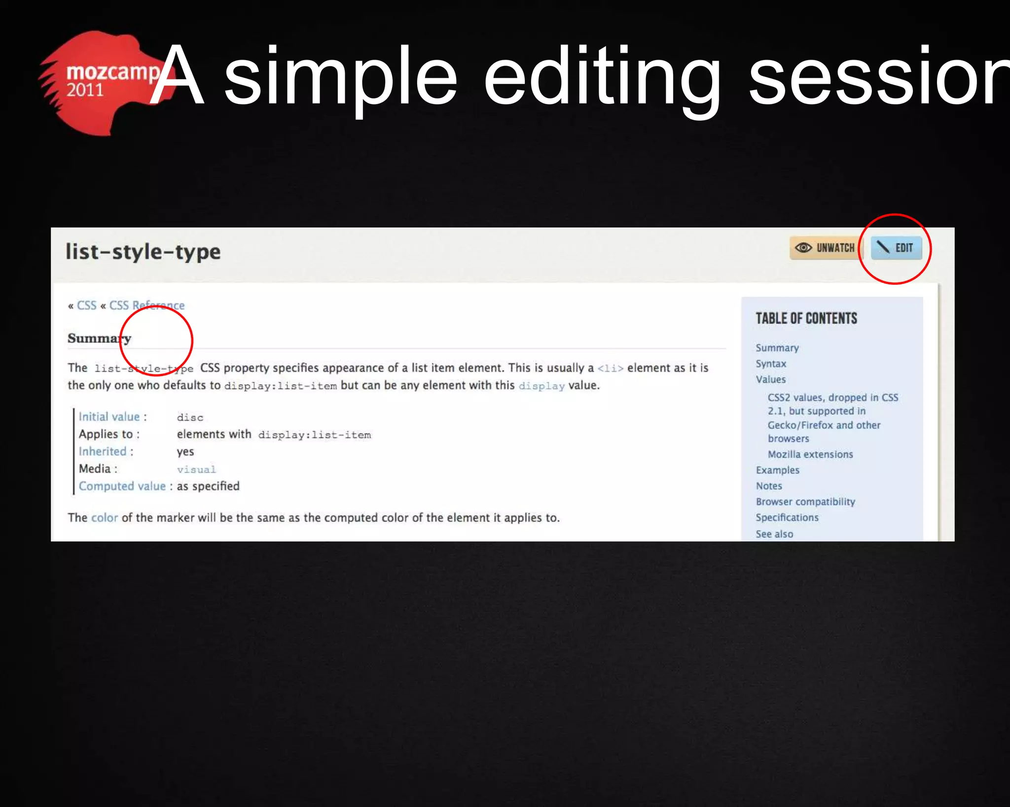A simple editing session 