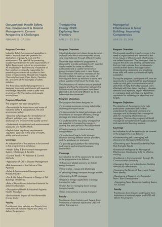 Management Development Programs Schedule 2016