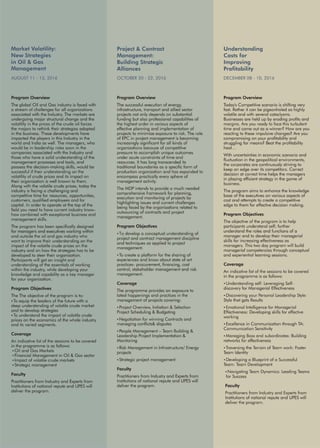 Management Development Programs Schedule 2016