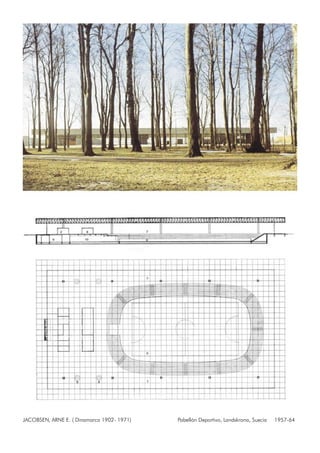 JACOBSEN, ARNE E. ( Dinamarca 1902- 1971) Pabellón Deportivo, Landskrona, Suecia 1957-64
 