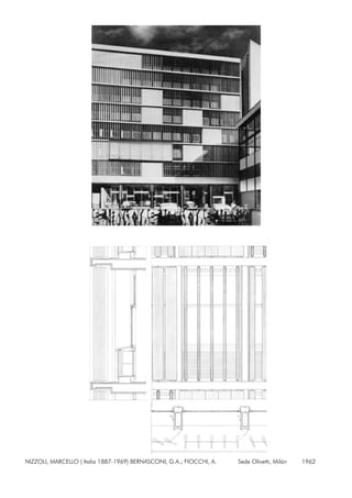 NIZZOLI, MARCELLO ( Italia 1887-1969) BERNASCONI, G.A.; FIOCCHI, A. Sede Olivetti, Milán 1962
 