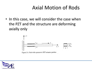 Axial Motion of Rods
• In this case, we will consider the case when
the PZT and the structure are deforming
axially only

 