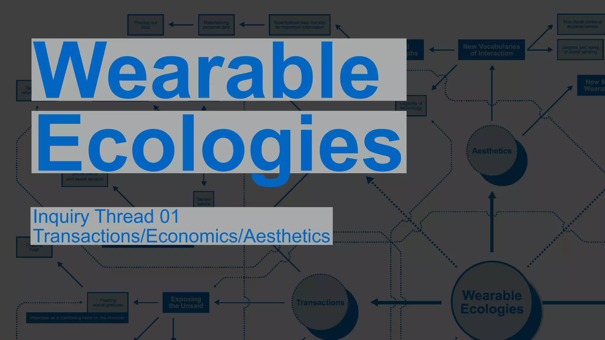 Wearable 
Ecologies 
Inquiry Thread 01 
Transactions/Economics/Aesthetics 
 