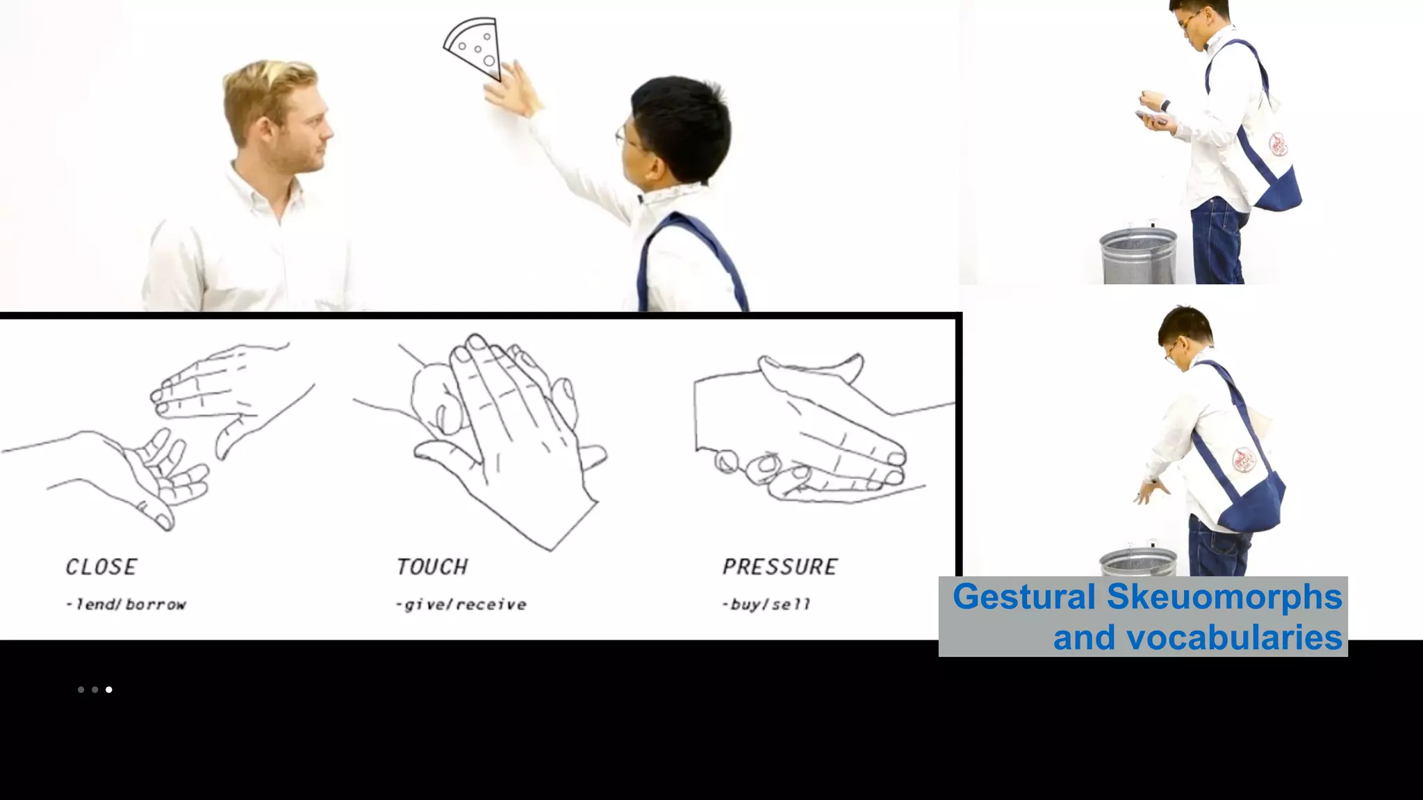 • • • 
Gestural Skeuomorphs 
and vocabularies 
 