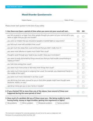 Mood Disorder Questionnaire | PDF
