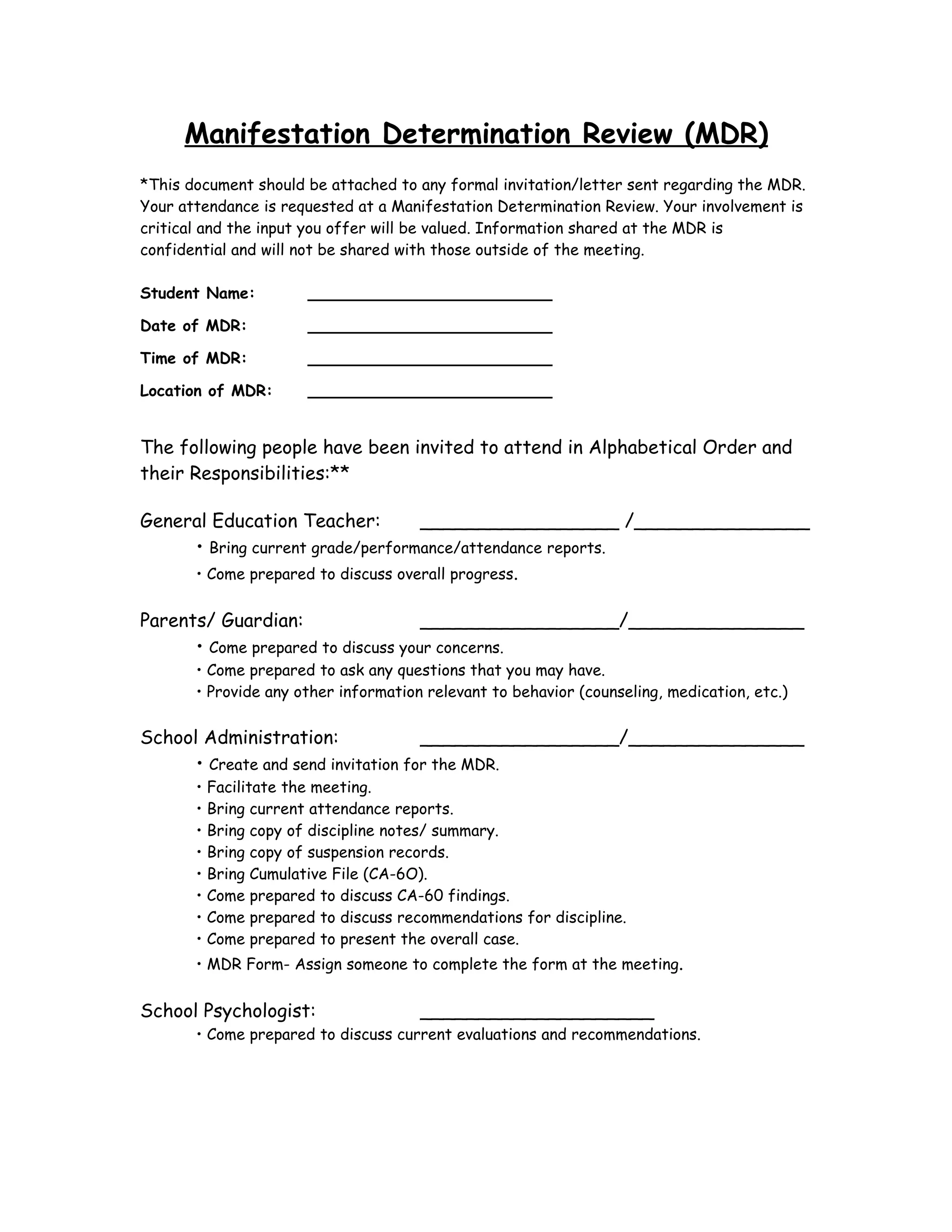 MDR Checklist And Responsibilities PDF