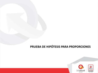 PRUEBA DE HIPÓTESIS PARA PROPORCIONES
 