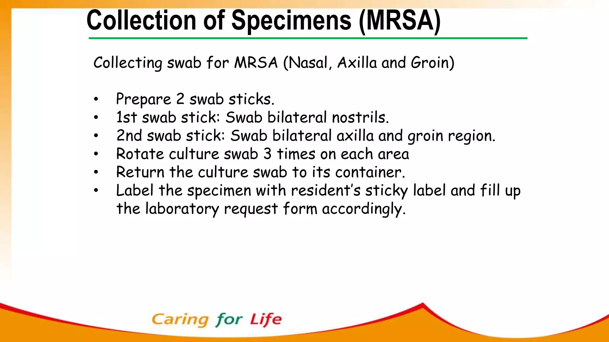Mrsa Collection Methods Management of Multi-Drugs Resistant Organisms | PPTX