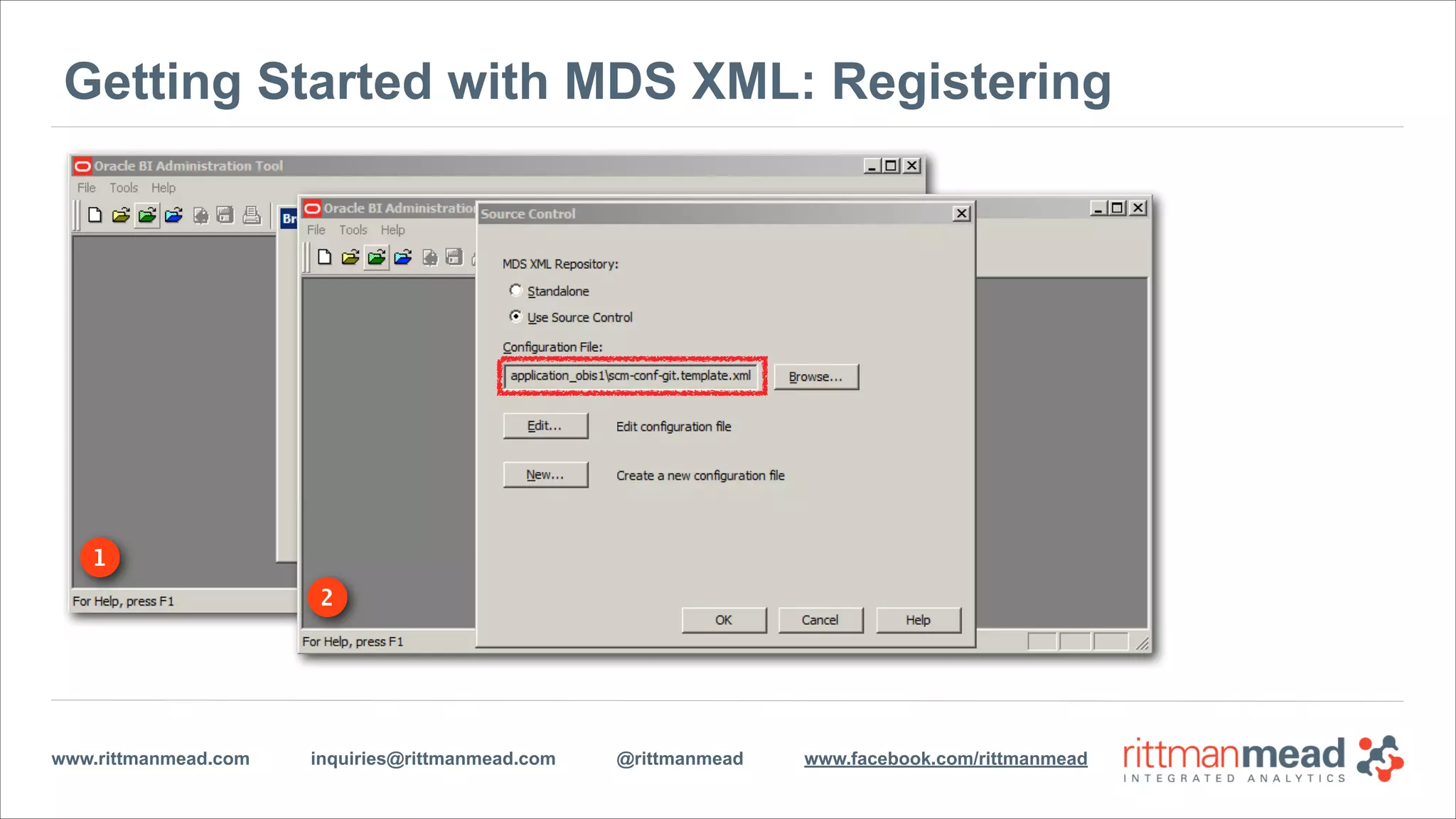 www.rittmanmead.com inquiries@rittmanmead.com @rittmanmead www.facebook.com/rittmanmead
Getting Started with MDS XML: Generating and Opening
 