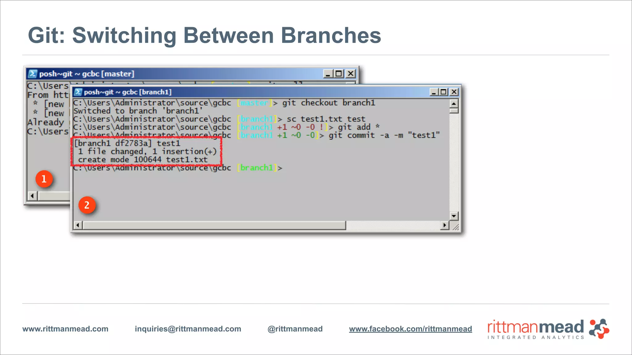 www.rittmanmead.com inquiries@rittmanmead.com @rittmanmead www.facebook.com/rittmanmead
Version Control using GIT
•Initially designed and developed by
Linus Torvalds for Linux kernel
development
•Local repository for remote
publishing
‣Continual local commits
‣Periodic network publication
•Commands we care about today:
 