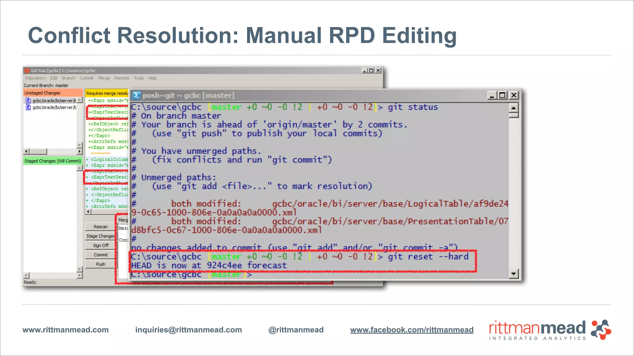 www.rittmanmead.com inquiries@rittmanmead.com @rittmanmead www.facebook.com/rittmanmead
Complex Merge: Conflicts
1
2
 