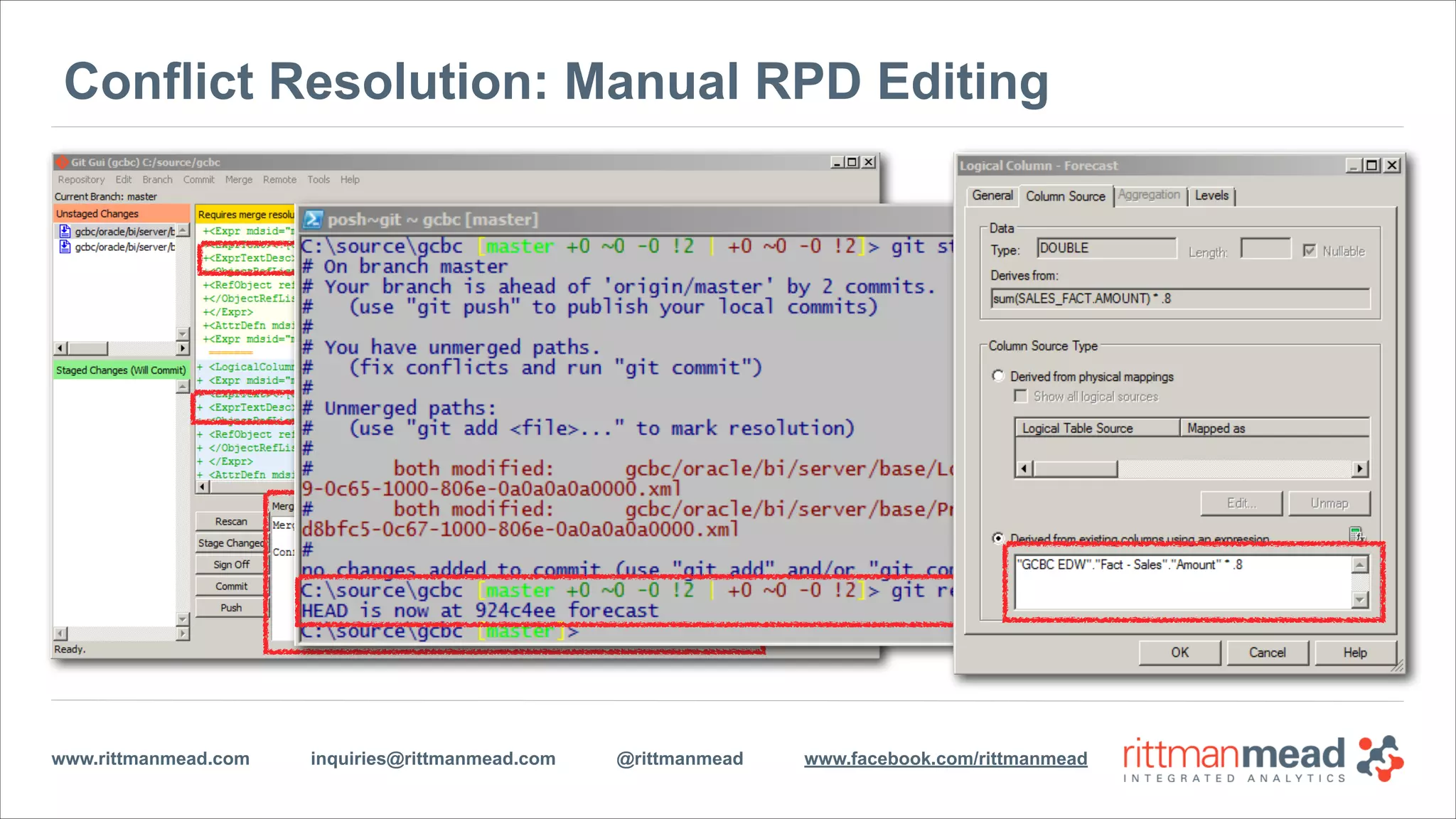 www.rittmanmead.com inquiries@rittmanmead.com @rittmanmead www.facebook.com/rittmanmead
Complex Merge: Conflicts
1
2
3
 