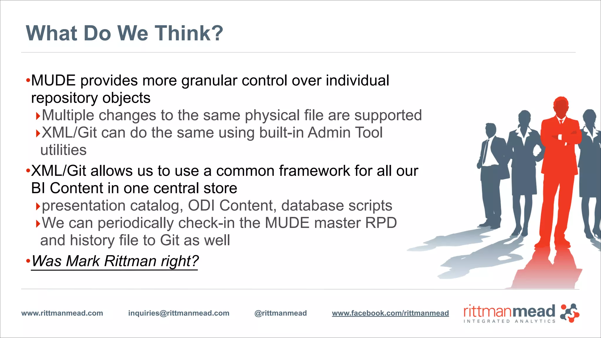 www.rittmanmead.com inquiries@rittmanmead.com @rittmanmead www.facebook.com/rittmanmead
Deployments: RPD Patching
 