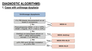 DIAGNOSTIC ALGORITHMS:
1. Cases with unilineage dysplasia:
 