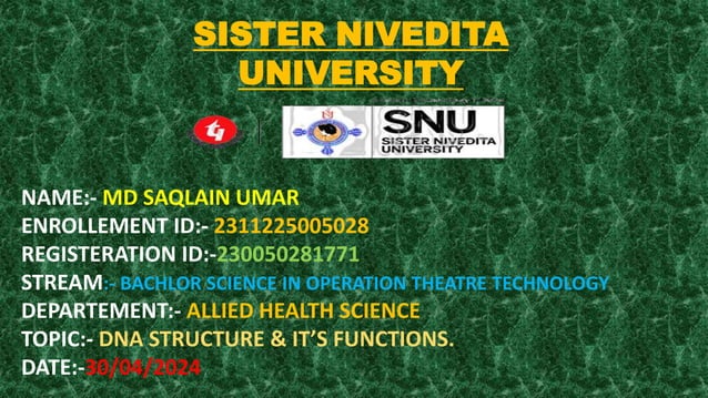 DNA STRUCTURE AND ITS FUNCTIONS BY MD SAQLAIN UMAR.pptx