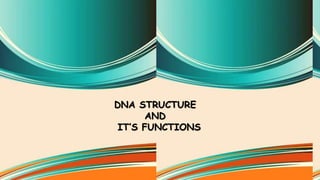 DNA STRUCTURE
AND
IT’S FUNCTIONS
 