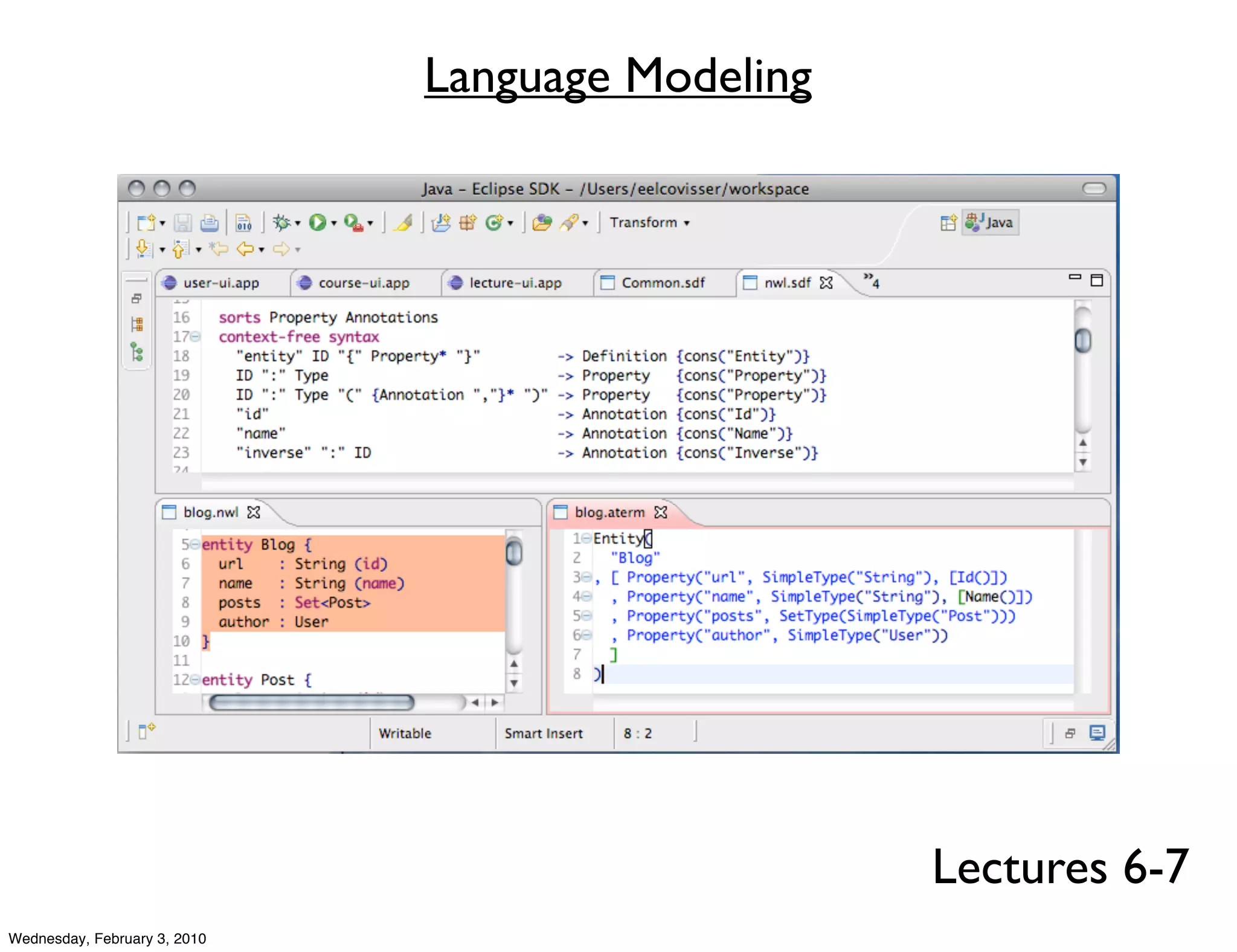 Language Modeling




                                                  Lectures 6-7
Wednesday, February 3, 2010
 
